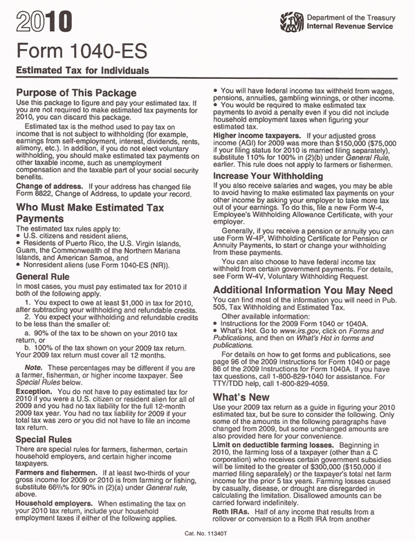 2010  - IRS 1040_ES Image www.TaxMan123.com